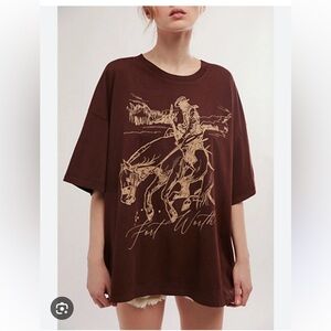 Free People Daydreamer Cowboy Rodeo Tee Brown OSFA. See pics.
